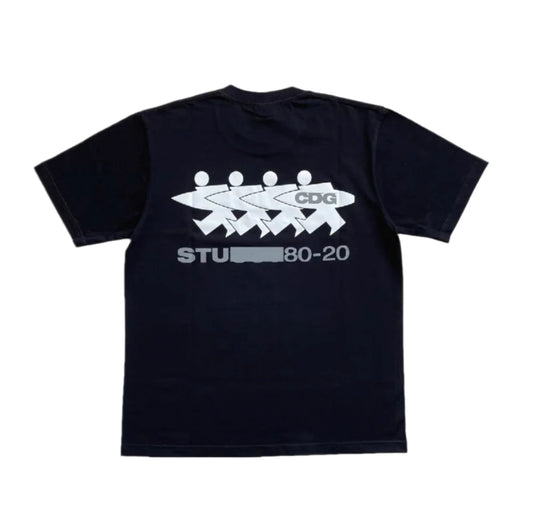 STUSSY x CDG SURFMAN TEE - BLACK