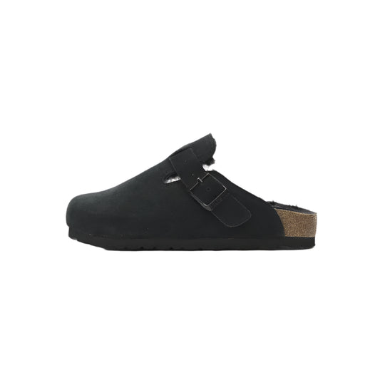 Birkenstock Boston Shearling Suede Leather Black
